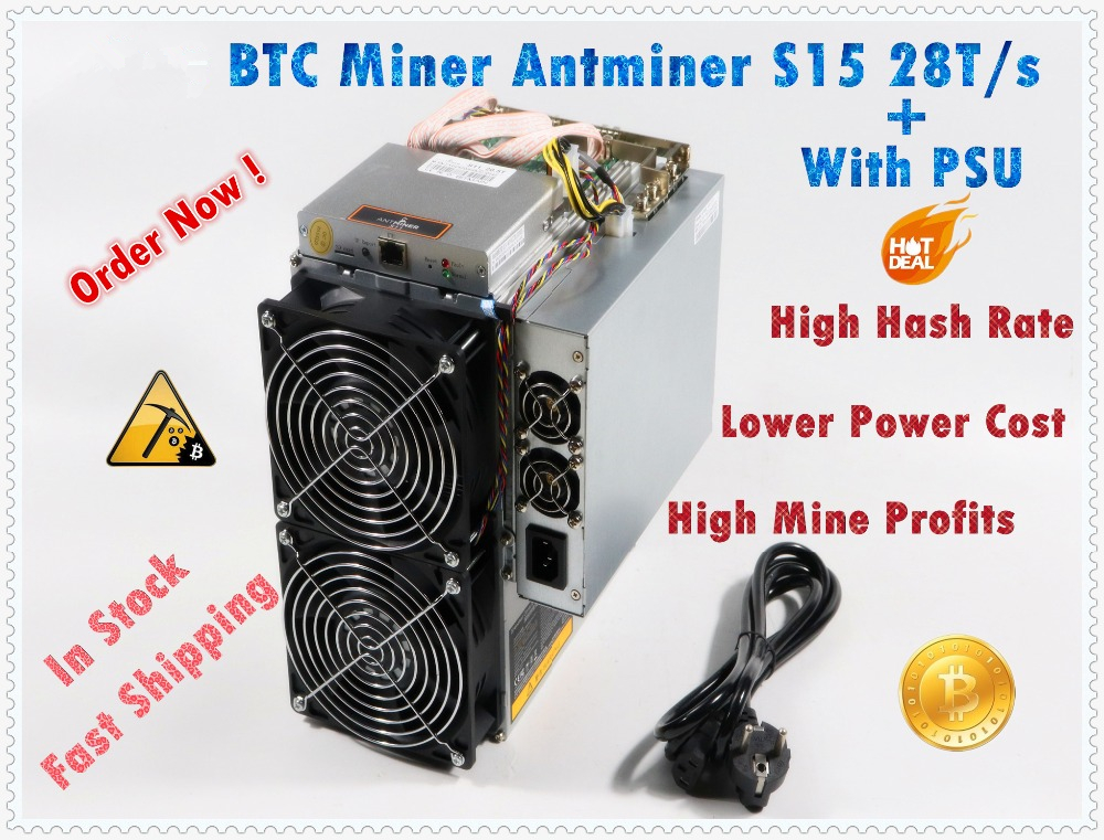   Bitcoin Miner AntMiner S15 28T, PSU  BITMAIN S9 S9i S9j Z9 Mini WhatsMiner M3 S15 Avalon a9 